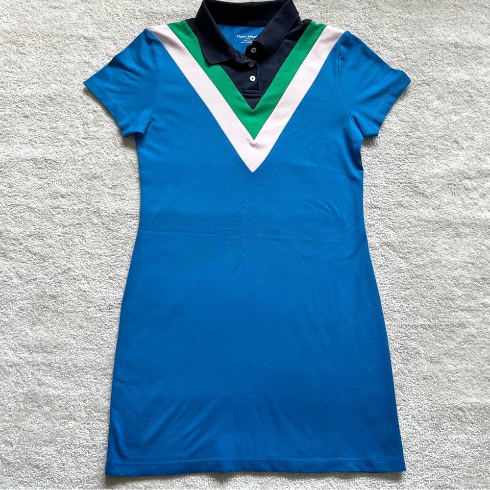 TORY SPORT MULTICOLOR Chevron Polo Dress Size XS Sporty Preppy Country Club - Picture 2 of 11